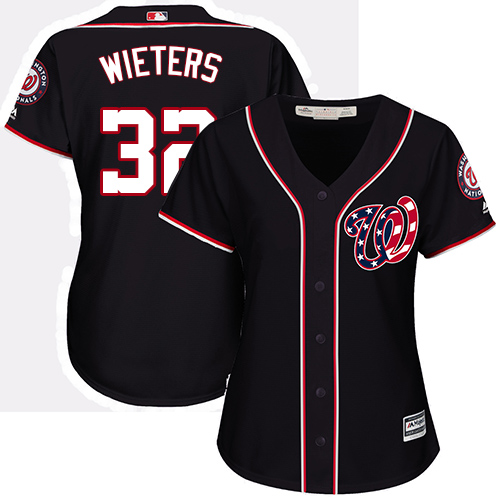 Nationals #32 Matt Wieters Navy Blue Alternate Women's Stitched MLB Jersey